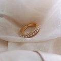 INS Style Minimalist 14K Gold Plated Zircon Fashion Ring with Micro Inlaid Pearl for Women Adjustable Finger Jewelry Ring