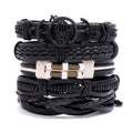 Wholesale Vintage Jewelry-Handmade Woven Leather Bracelets for Men and Women 5 Pieces Fashion Bangles