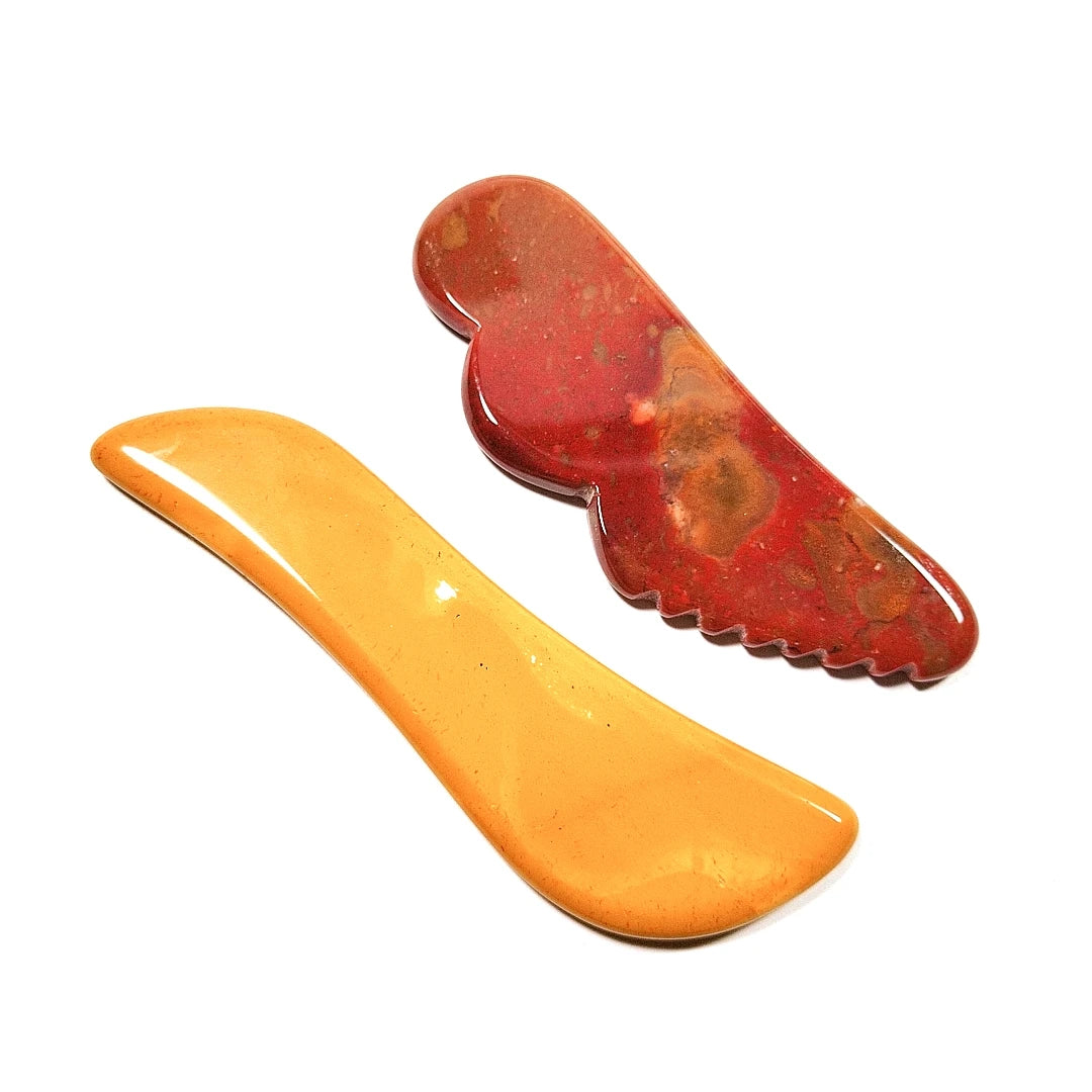 HZ Popular Design Spiky Mookaite jasper Gua Sha Board Spiky Guastone Tool Anti Aging