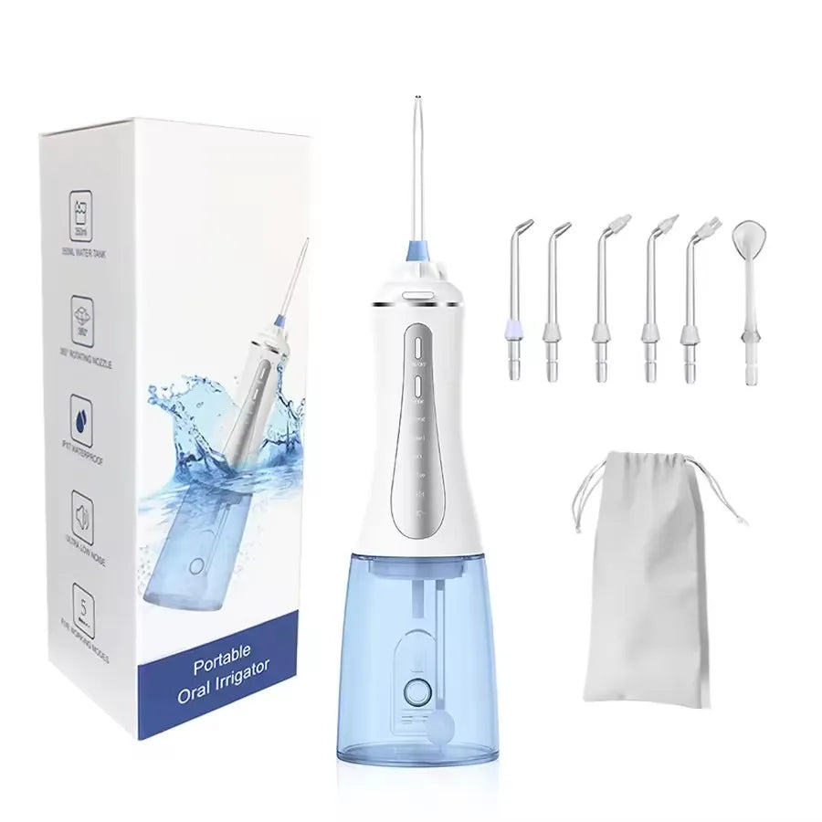 Portable Cordless Electric ABS+PC Material IPX7 Waterproof Dental Water Jet Flosser 5 Modes 30-120psi Pressure 1.4W 2 Weeks