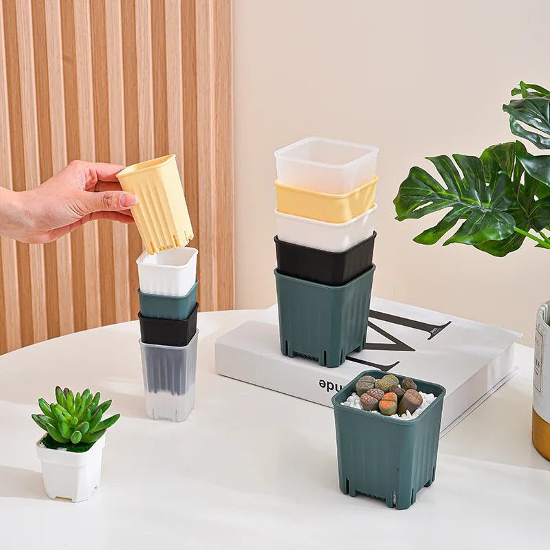 Wholesale Mini Square Plastic Flower Pots 5*8cm Matte Finish Minimalist Design for Home Gardening Indoor/Outdoor Standing Pot