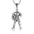 European Fashion Creative Stainless Steel Dumbbell Body Pendant for Men Gym Bodybuilding Jewelry Necklace Fine Pendants Charms