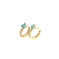 Chic 925 Sterling Silver Hoops Earrings Gold Plated Cubic Zirconia Flower-shaped Trendy Style for Weddings & Parties