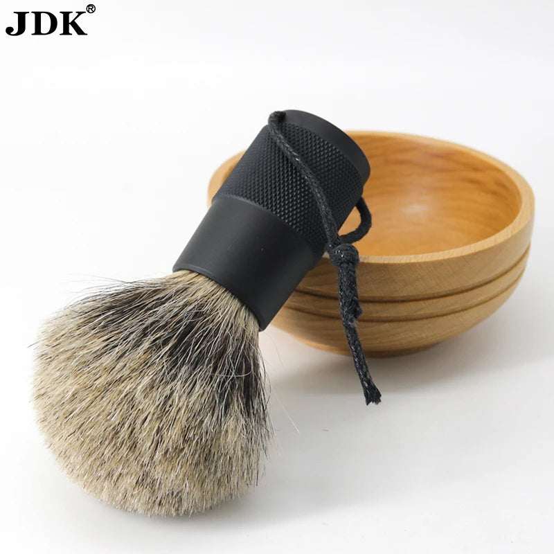 JDK Portable Shaving Kit Men Wet Shave Safety Razor Shaving Badger Hair Brush Metal Handle Shaver Brush