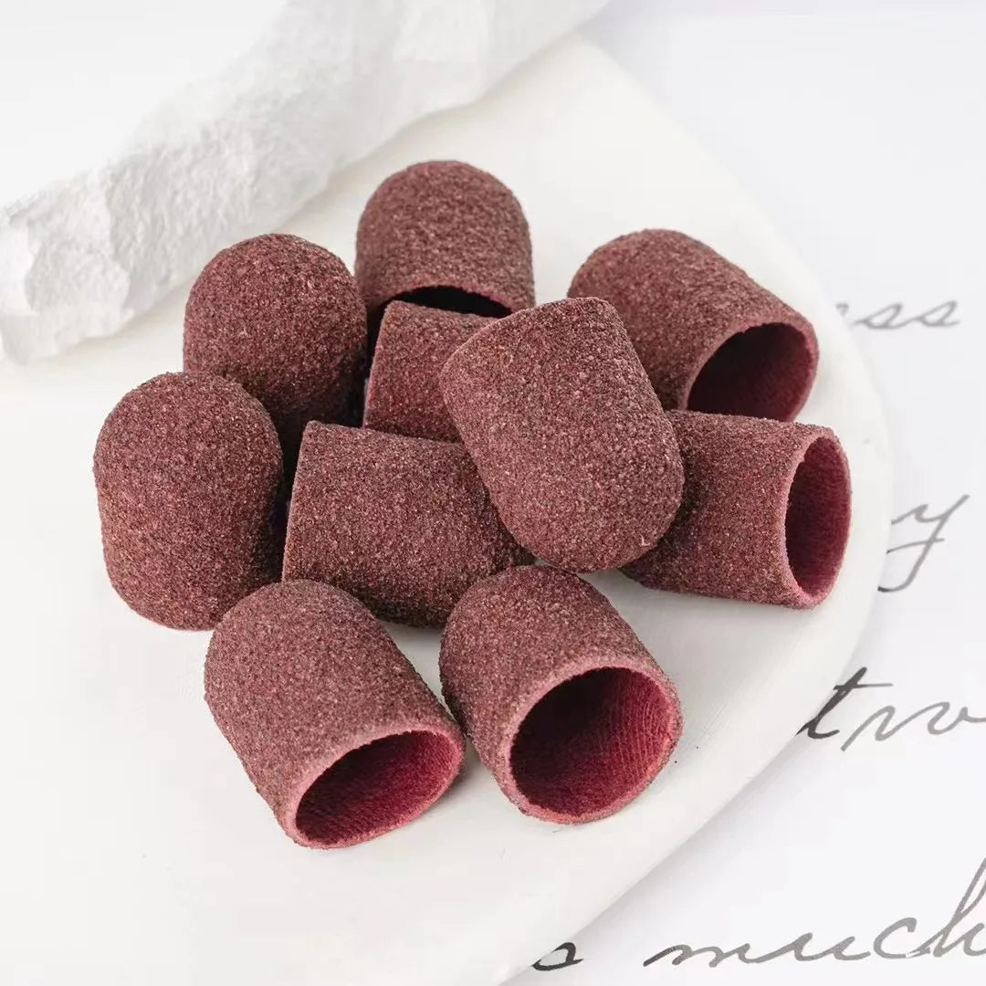 Hot Sale Various Size Abrasive Brown Pedicure Manicure Art Nail Electric Nail Drill File Cap Sanding Paper Accessories