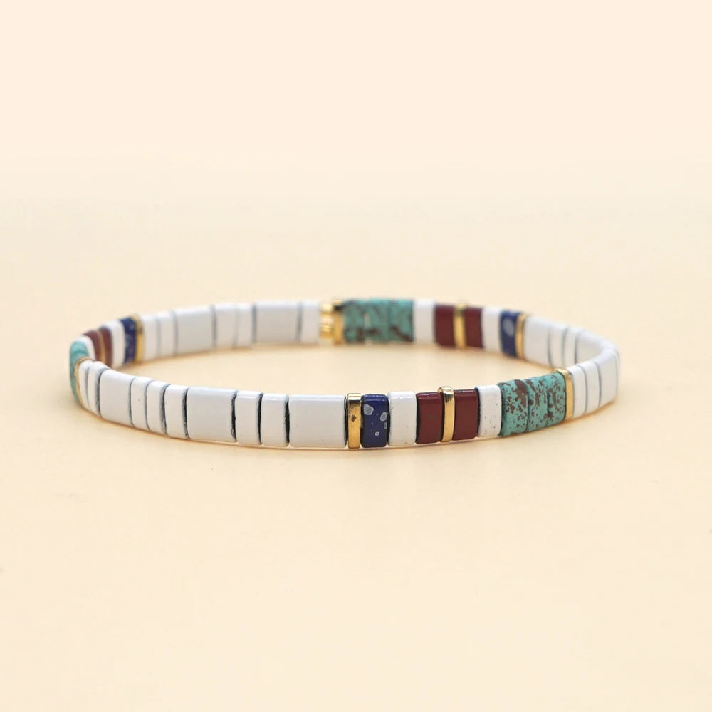 Go2boho Hematite Stone Bracelets Enamelled Tile Beaded Bracelet for Women Tila Beads Pulsera Femme Designer Enamel Jewelry