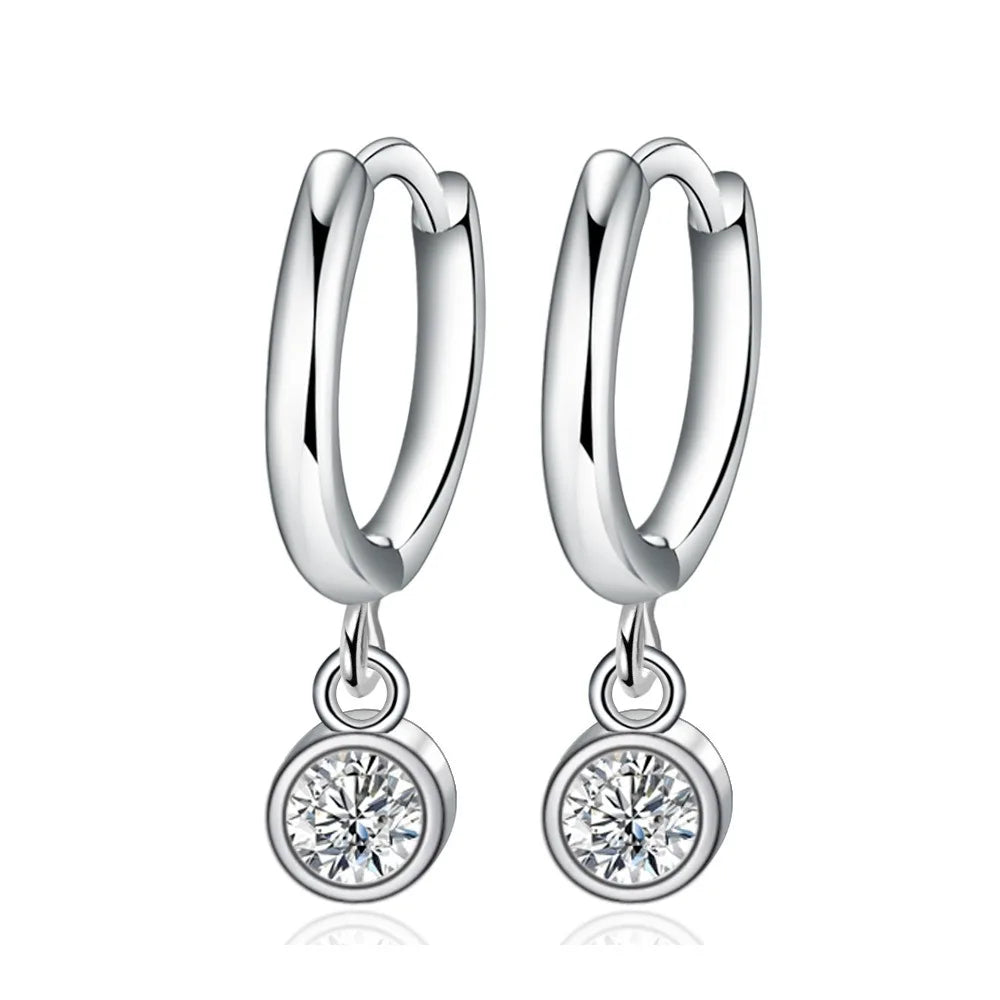 Hot Sales in Zircon Earrings Simple Fashion Personality Temperament Lovely Round Stone Earrings for Women