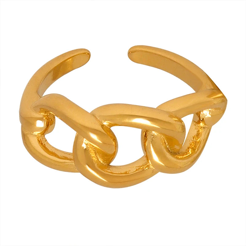 Wholesale Chain Ring Hollow Fashion Stainless Steel Open Ring