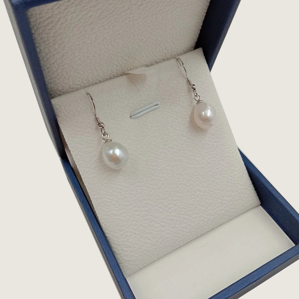 8-9 mm Baroque Freshwater Pearl Earrings 18K Gold & .925 Silver Plated for Wedding Gift Party or Engagement