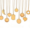 Wholesale 18K Gold Custom Engraving Stainless Steel Zirconia Engravable Jewelry Blanks Heart Round Square Tag Pendant Necklaces