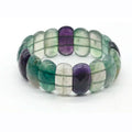 Verified Supplier Wholesale Natural Stone Bangle Double Hole Nugget Fluorite Stone Bracelet Stretchy for Women
