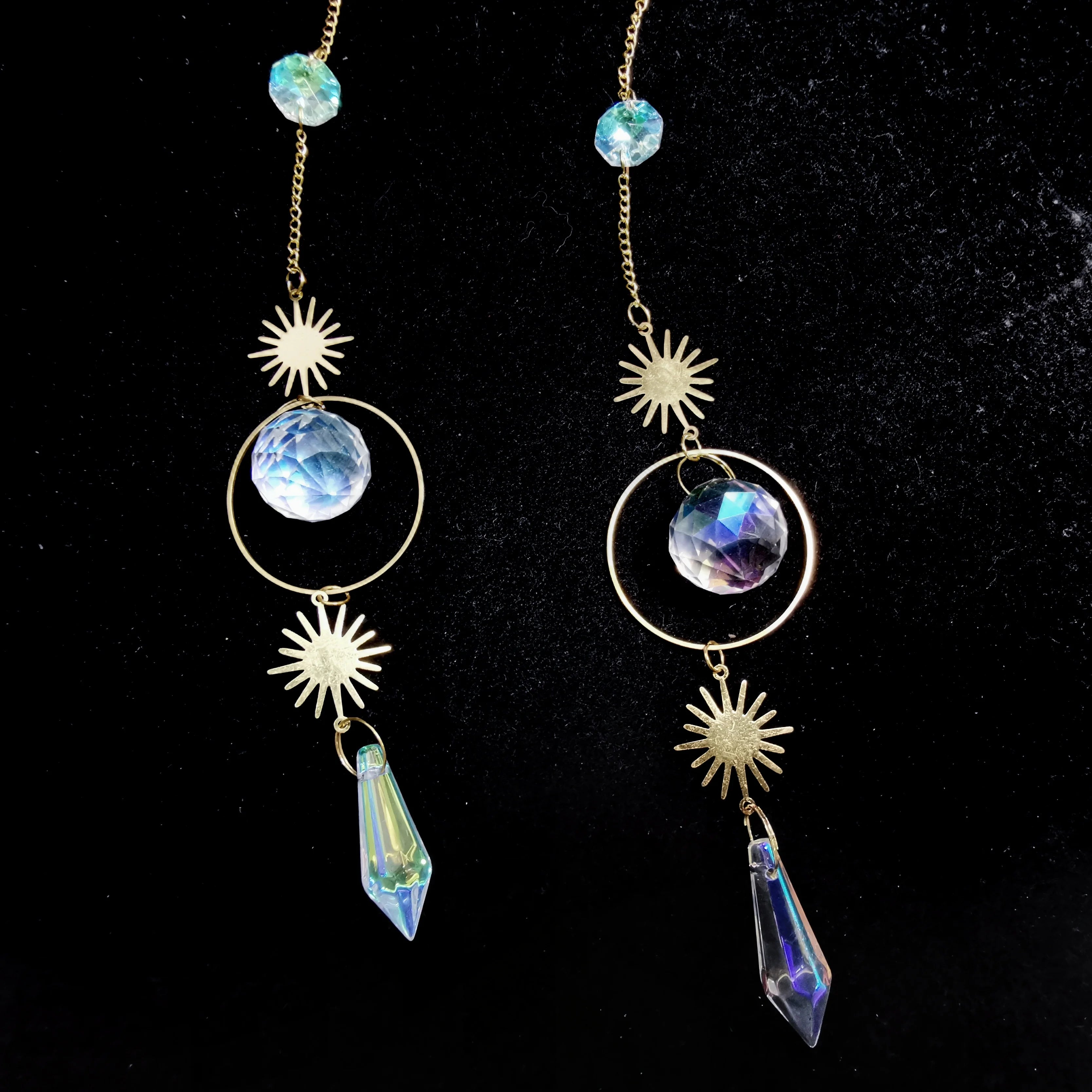 Wholesale Handmade Crafts Crystal Hanging Sun Catcher Angel Aura Raninbow Ornamaent for Decoration
