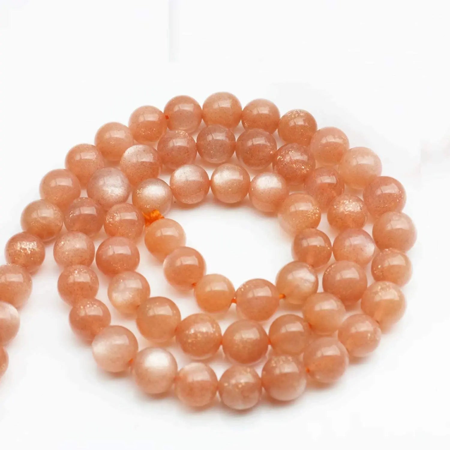 Natural Orange Moonstone round Loose Bead for Jewelry Making DIY Energy Stone with Healing Power