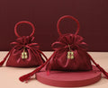 Red Satin Drawstring Cord Ribbon Pouch for Jewellery & Candy Recyclable Wedding Packaging Gift Bag