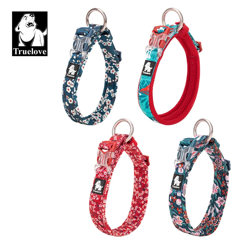 Truelove Wholesale Quick Release Pet Dog Collar Fashion Comfortable Soft Flower Adjustable Light Outdoor Cotton for Dogs Collars