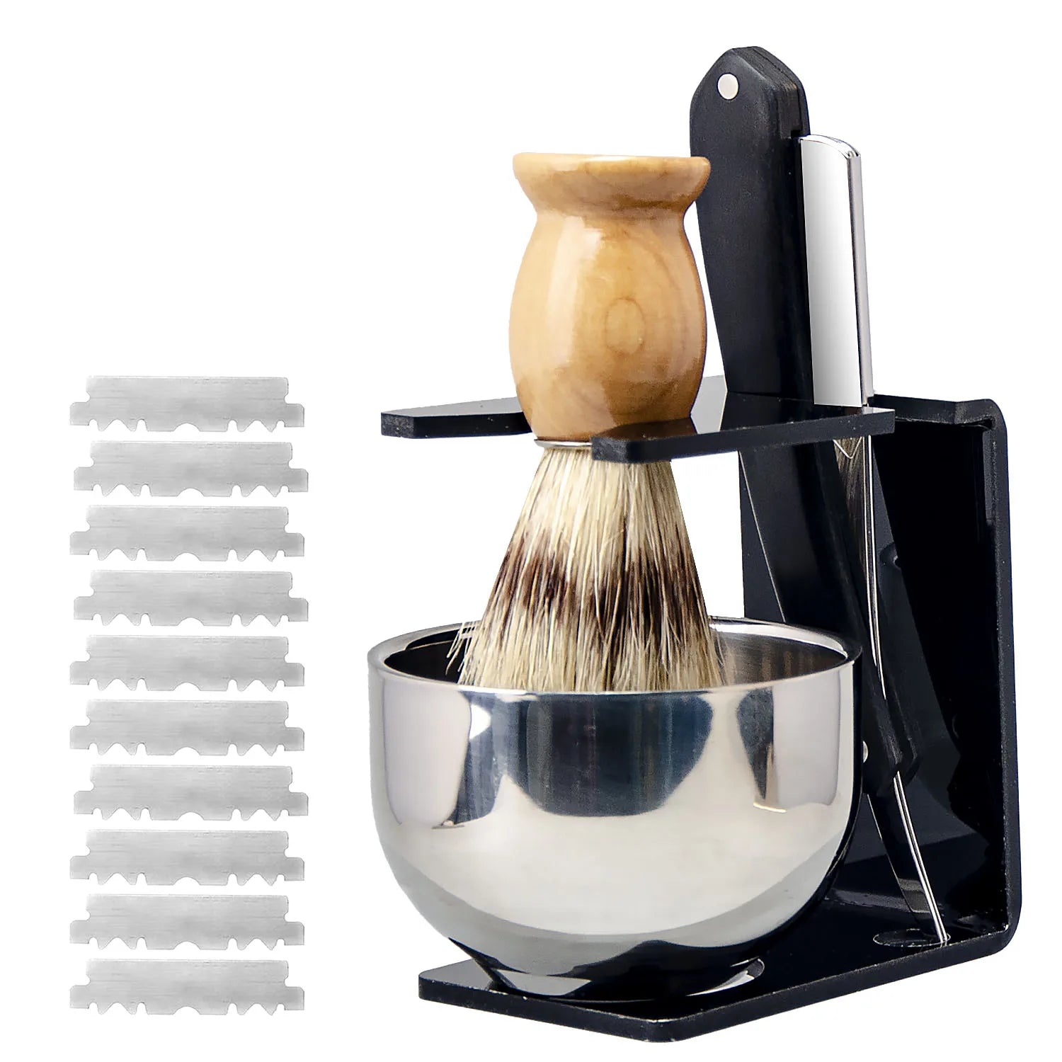 ZY Shaving Razor Set Barber Straight Razor Set Barber Shaving Razor Shaving Brush Soap Bowl Single Blade Razor for Men