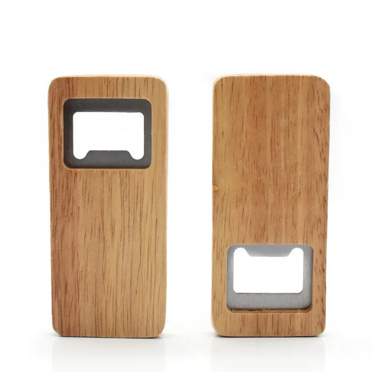 Wholesale Custom Wood Beer Bottle Opener Wooden Handle Corkscrew Steel Square Openers for Bar Kitchen Family