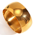 Minimalist 18K Gold PVD Plated Stainless Steel Wide Thin Bracelets Waterproof Women Men Non Tarnish Glossy Bangle Hand Jewelry