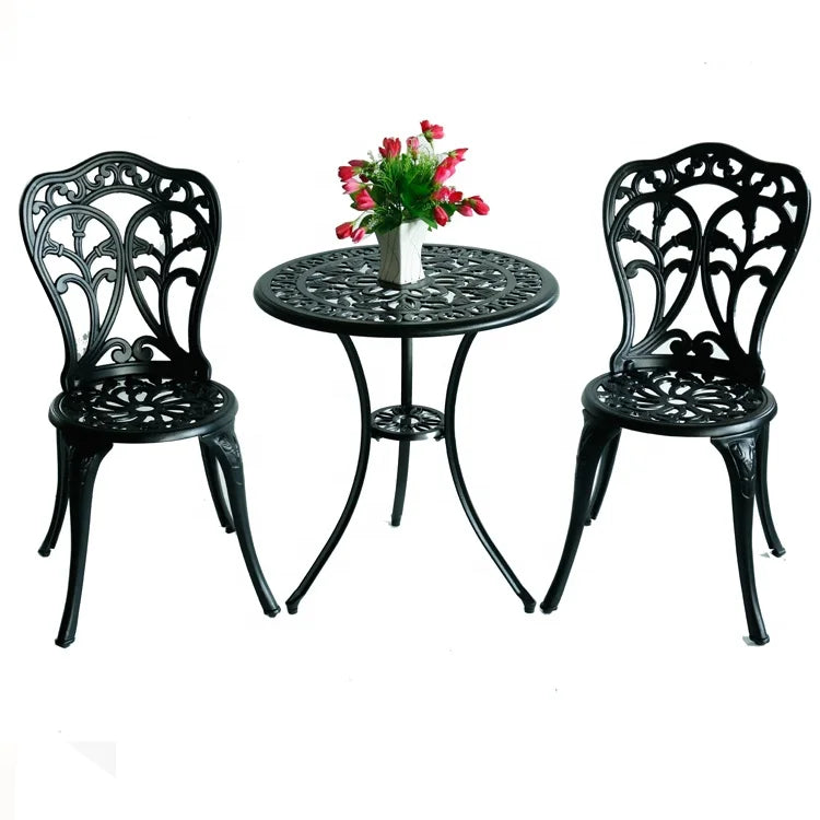 Hot Selling Cast Aluminum 3pc Bistro Table Sets