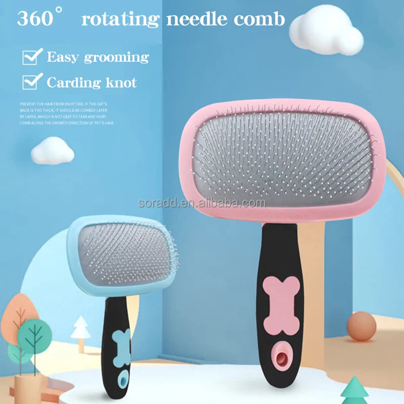 Factory Wholesale Stainless Steel & PP Material Self-Cleaning Slicker Brush Sustainable Cat Dog Pet Hair Grooming Shedding Tool