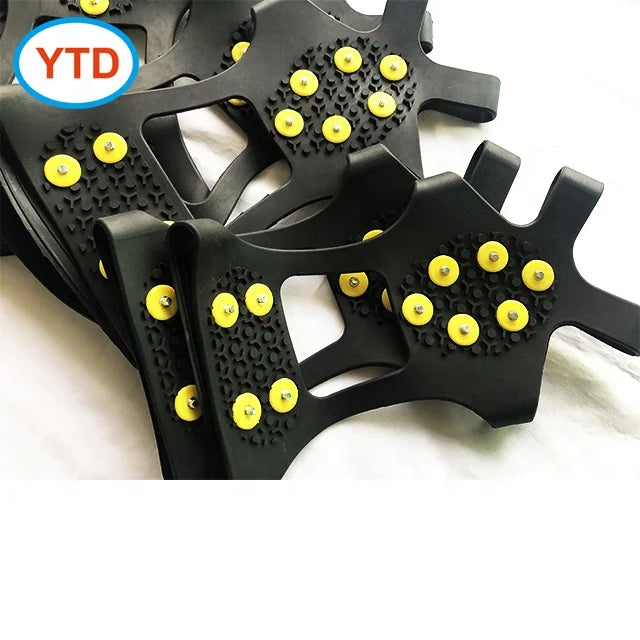 Black Rubber Spiked Anti-Slip Winter Shoe Covers Durable & Low Temperature Resistant Ice Cleats for Snowfield Use