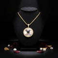 Custom Rhodium Plated Brass Zircon-Trimmed Memory Gift Circle Photo Picture Classic Trendy Charms Pendant Necklace Anniversary