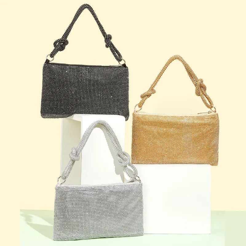 New Crystal Women Clutch Evening Bag Full Diamond  Ladies Large Capacity Underarm  Bling Rhinestone Mini Handbags