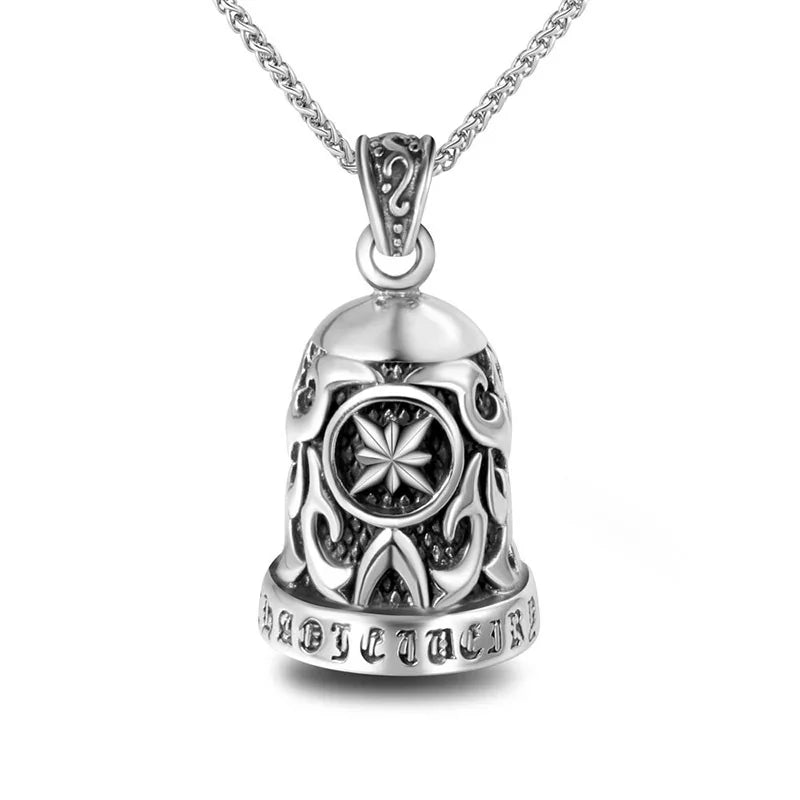 Bell Pendant Necklace Antique Silver Plated Stainless Steel Personalized Engraved Men Jewelry Christmas Bell Pendant
