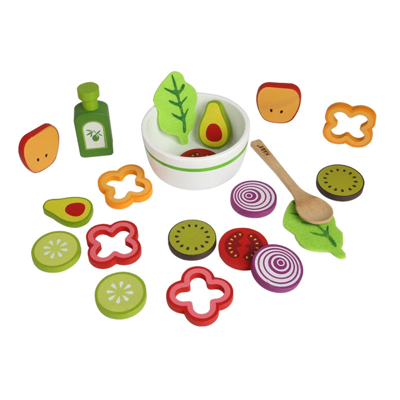 CE CPC Wooden Children's Kitchen Toys Simulate Fruit and Vegetable Salad Boys and Girls Play House Interactive Wooden Toys