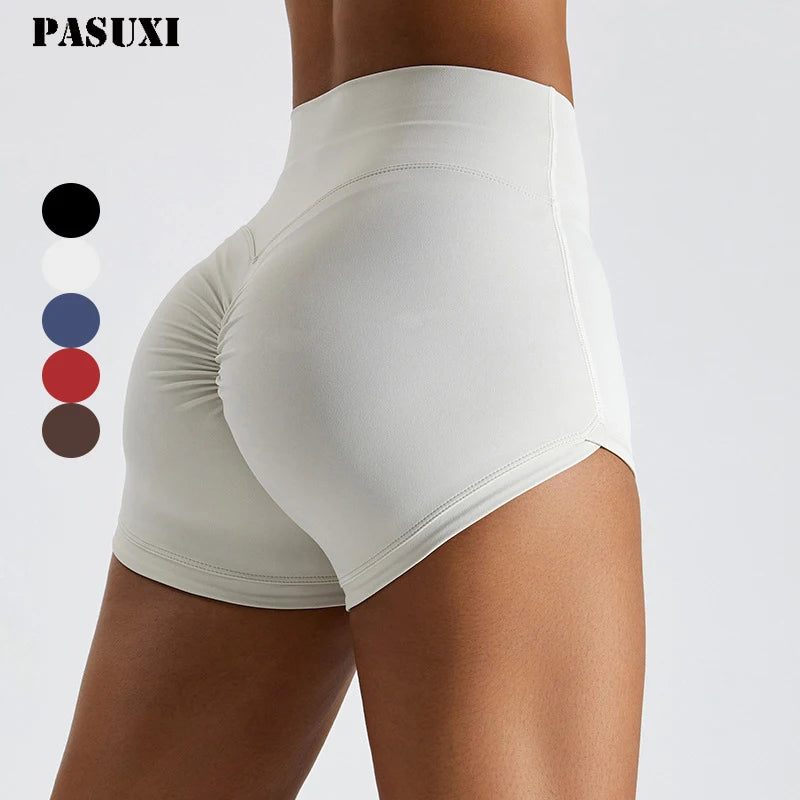 PASUXI New Women's Yoga Shorts - Seamless High-Waisted Scrunch Butt Lift Workout Shorts Soft Athletic Fitness Leggings