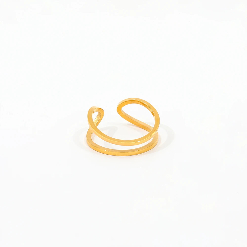 High Quality 18K Gold Plated Stainless Steel Cluster Ring for Women Trendy Jewelry Wrapped Fingers Ring