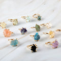 Copper Resizable Adjustable Dainty Real Natural Slim Crystal Raw Natural Gem Stone Ring Jewelry for Women