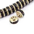 Wholesale Custom Size 4mm 6mm 8mm 10mm Gold/Silver Black Rhinestone Rondelle Spacer Beads for Jewelry Making 100pcs Per Bag