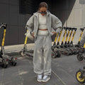 Women's Clothing Fashion Trending Custom logo 2 Piece Sweat Pants and Hoodie Set Wholesale Ladies Heavyweight Zip up Tracksuit