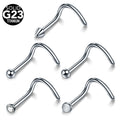 10Pcs Titanium Nose Rings Screw Nose Stud for Women Body Piercing Jewelry 2MM Top