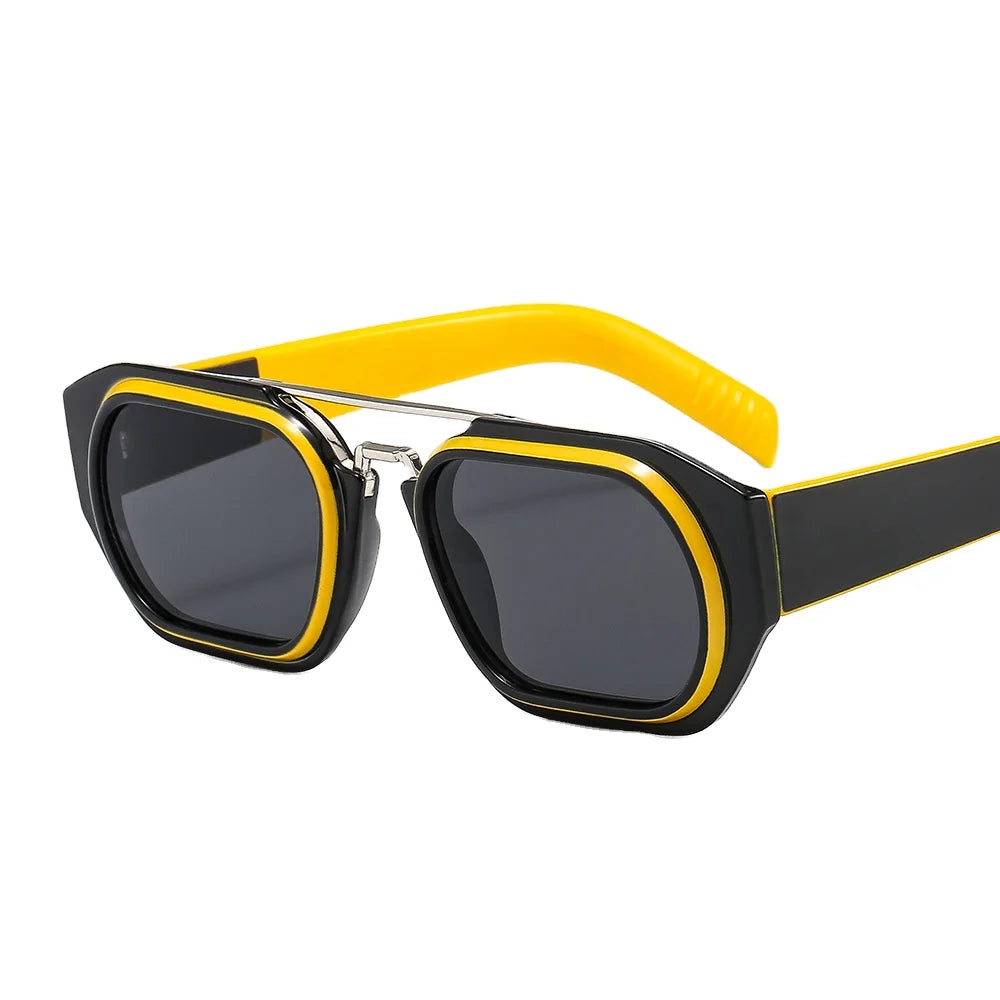 Mens Custom Summer Shades Metal Gold Sun Glasses Private Label Black Yellow Retro Sunglasses 2024 Men Vintage