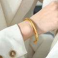 Wholesale Newest Minimalistic Style Stainless Steel Gold Plated Cuff Opening Bangle Bracelets