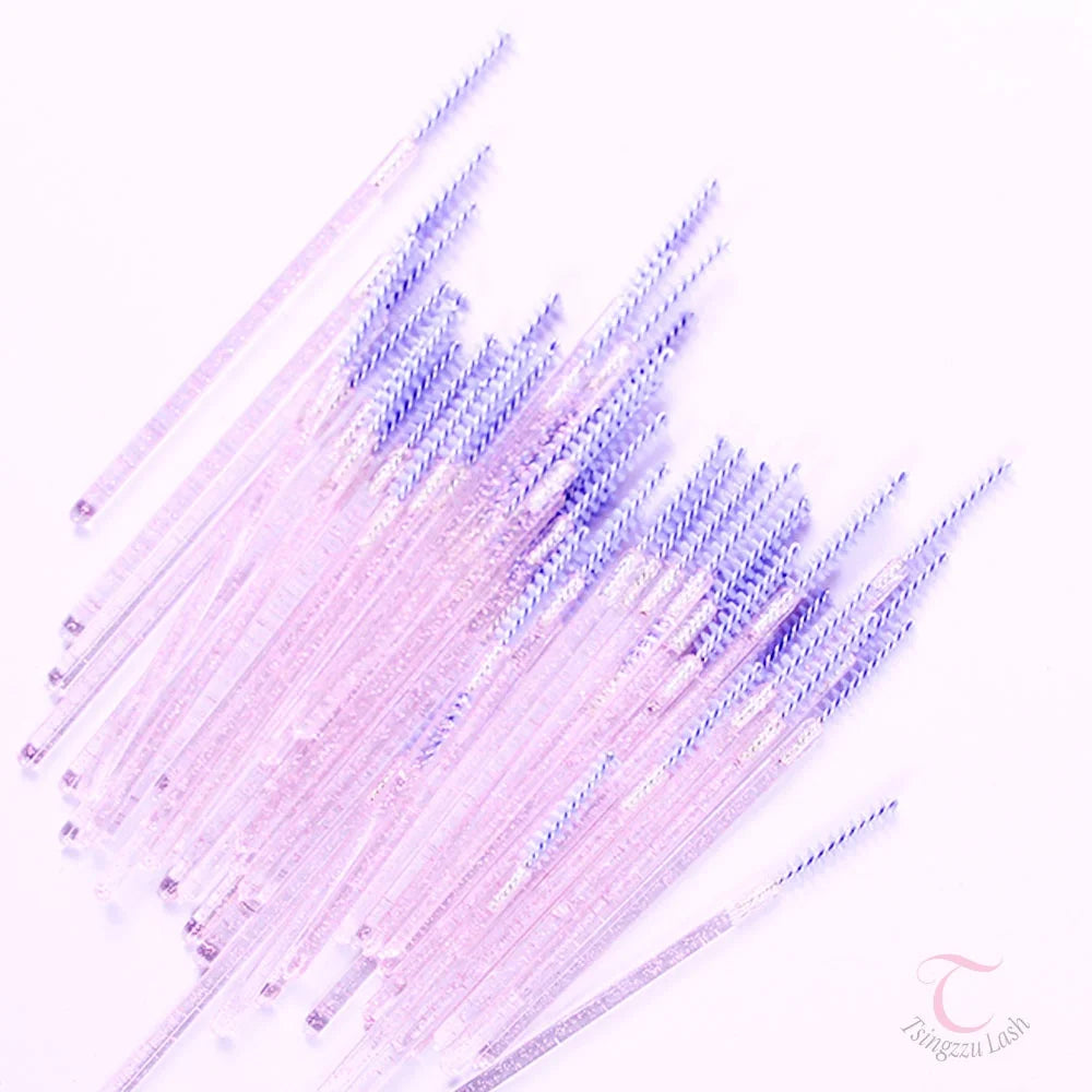New 50pics Spiral Crystal Rod Straight Head Disposable Applicators Eyebrow Comb Eyelash Brushes Mascara Wands Applicator