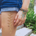 Custom Arm Body Gold Silver Metallic Temporary Tattoo Stickers for Wedding Party