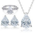Three-piece European and American Women's Ring Pear-shaped Zircon Earrings Pendent Necklace  for Women