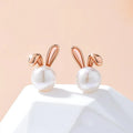 Lucky Rabbit 925 Sterling Silver Freshwater Pearl Stud Earrings