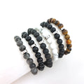 New Arrived  Hot Selling Wholesale Custom Magnet Charm 8mm  Beads Stretch Natural Stone Lava Bead Bracelet for Couple
