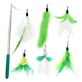 Eco-Friendly Cat Teaser Toy Set 7-Piece 5-Section Retractable with Green Feather Refills