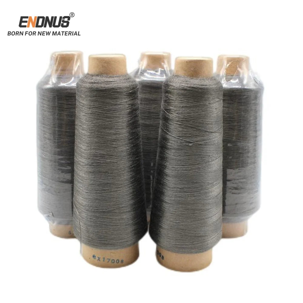 Flame Retardant Metallic Yarn SUS 304 316L Stainless Steel Fiber Spun Yarn