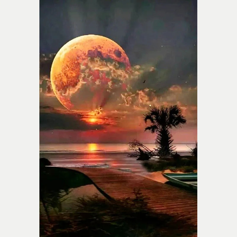 30*40cm Diy 5d Diamond Painting New Arrives Sunset Beach Diamond Embroidery Picture Anime Mosaic for Living Room Decoration