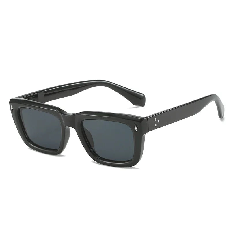 2025 New Custom Trendy Gafas De Sol Uv400 Women Men Glasses Black White Square Frame Designer Rivet Shades Sunglasses