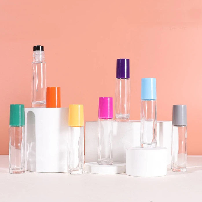 10ml Transparent Color Essential Oil Gemstone Jade Roller Empty Glass Perfume Oil Roll on Bottle