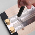 High-precision T-type Line Scriber Hole Scale Ruler Stainless Steel Marking Gauge for DIY Woodworking Carpenter Measuring