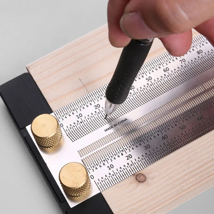 High-precision T-type Line Scriber Hole Scale Ruler Stainless Steel Marking Gauge for DIY Woodworking Carpenter Measuring