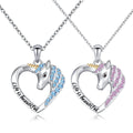 GP139 Unicorn Pendant Sterling Silver Life Is Beautiful Unicorn in Heart Necklace Pendant for Women Girlfriend Daughter Gift